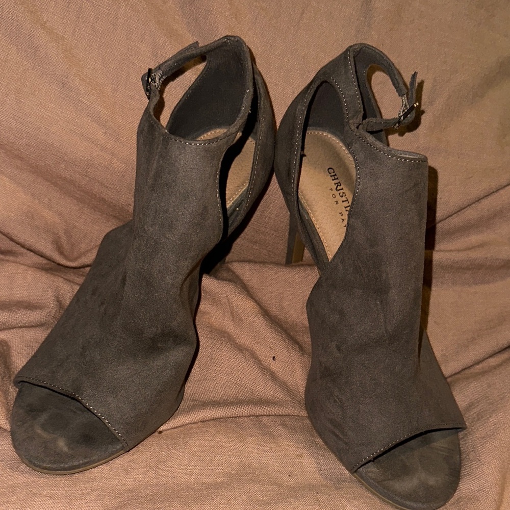 Christian Siriano Charcoal Open-Toe Heels